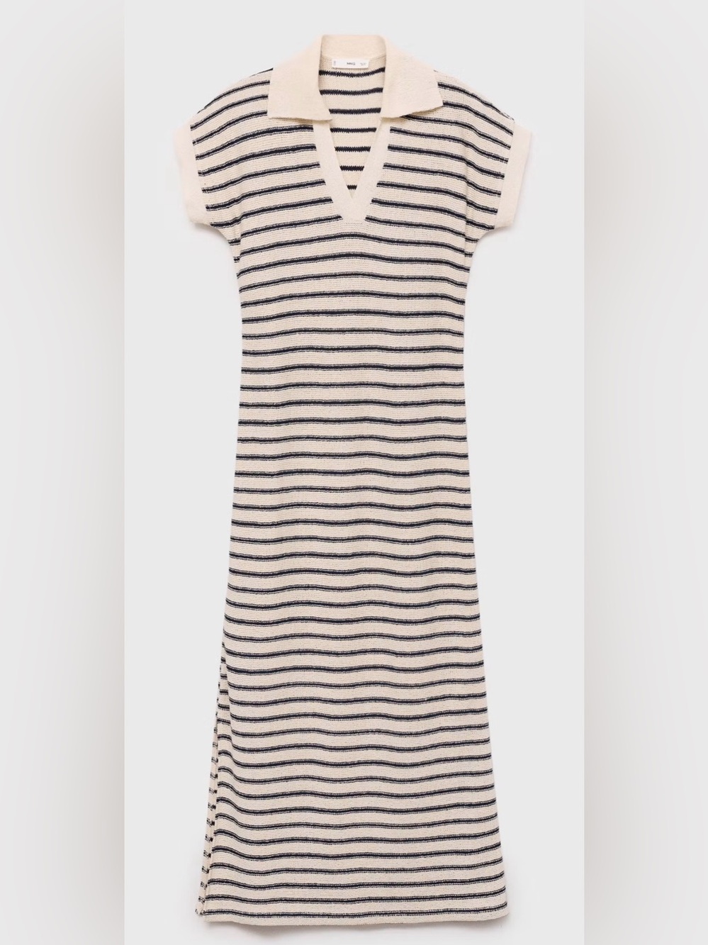 NWT Mango Knit Mono Stripe Polo Maxi Dress Medium